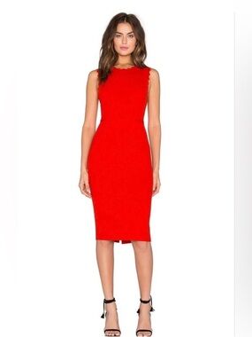 A.L.C. Aldridge Red Scallop Sheath Dress Midi Bodycon Cocktail / Wedding Guest